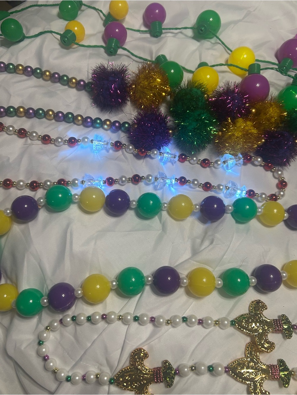 Kids Mardi Gras Beaded Necklaces - Green, Purple & Yellow